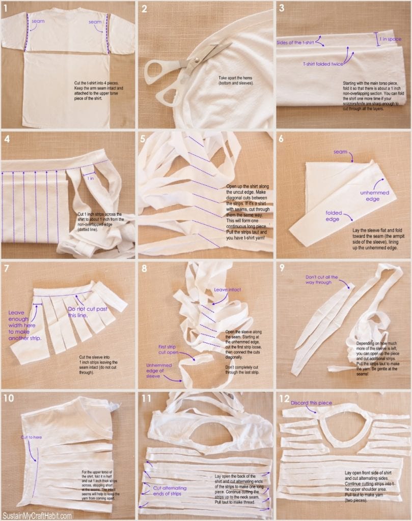 How to Make T-Shirt Yarn using the Whole Shirt! - Sustain ...