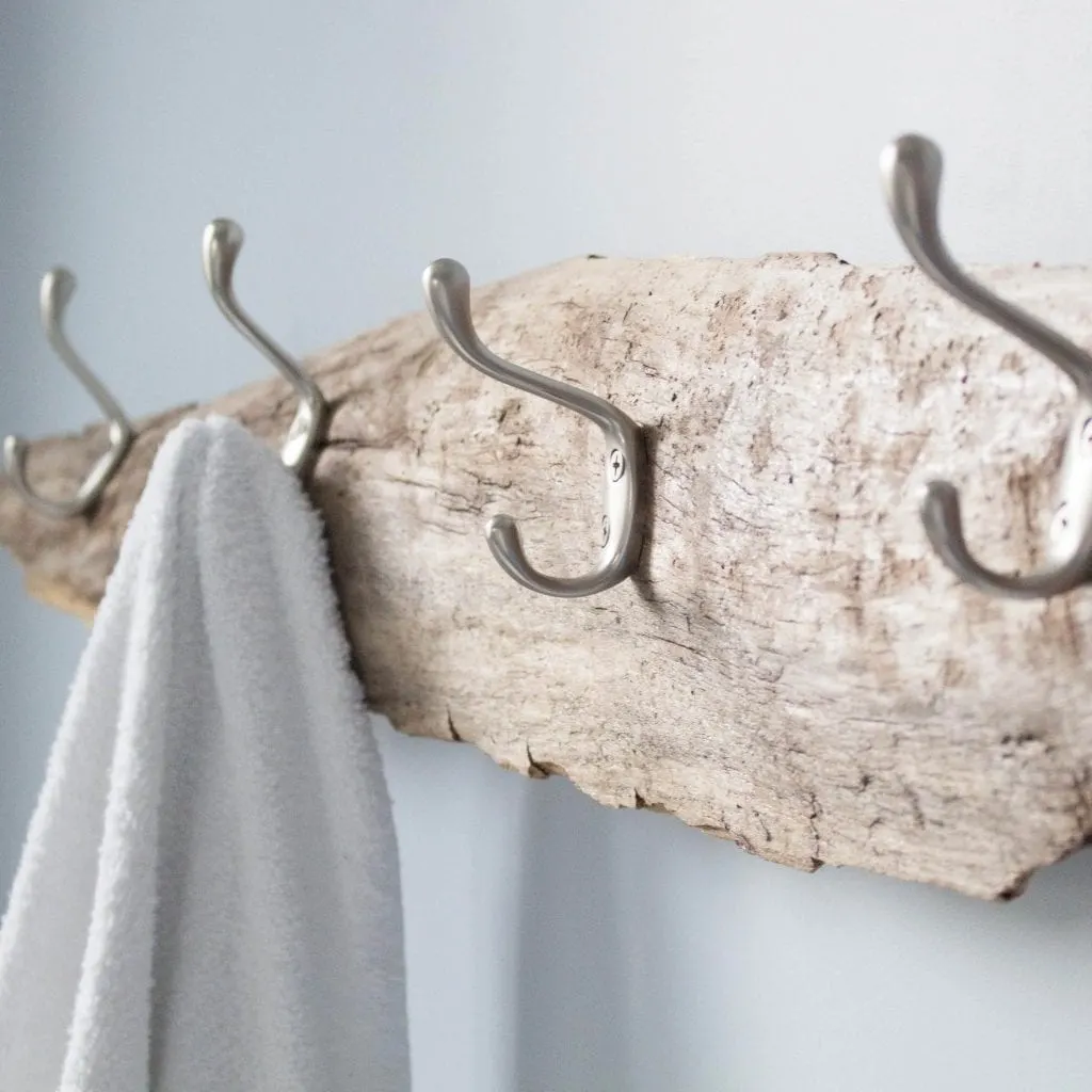 Rustic wall mounted coat rack made from driftwood