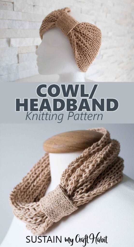This easy cowl knitting pattern creates both a neck warmer and headband in one! Knit cowl pattern. #knitting #knittedcowl #knitcowl #knittingpattern #knittedheadband #cowl #handmade