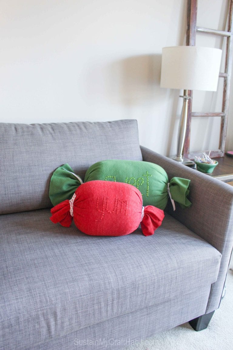 DIY No-Sew Sweet Candy Throw Pillows