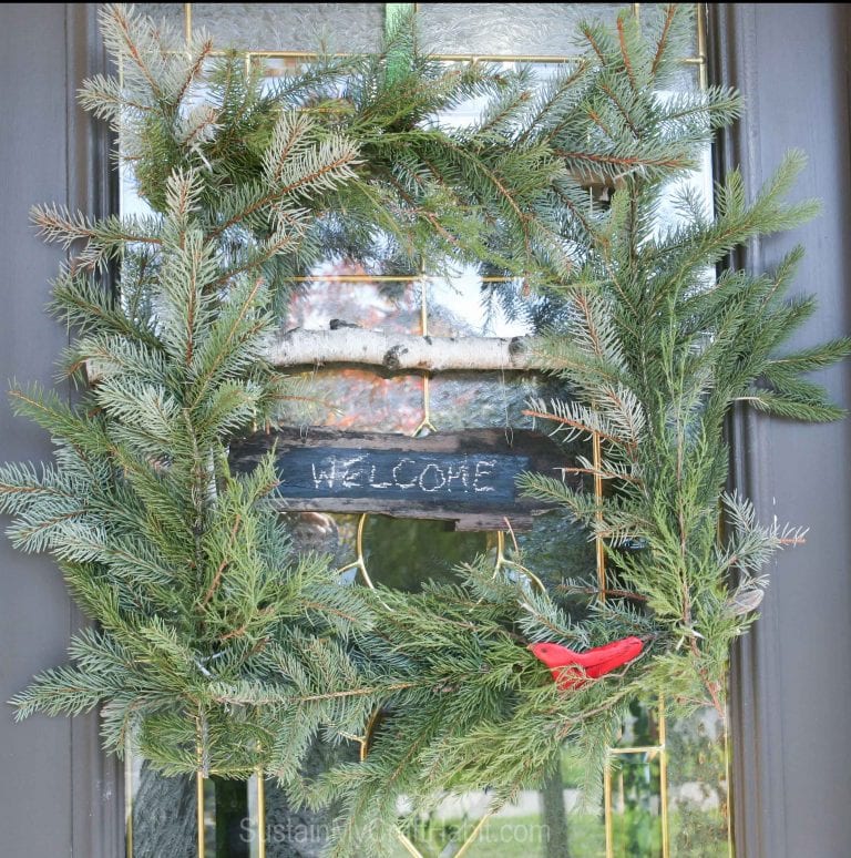 Ruby Bird on a Window Wreath