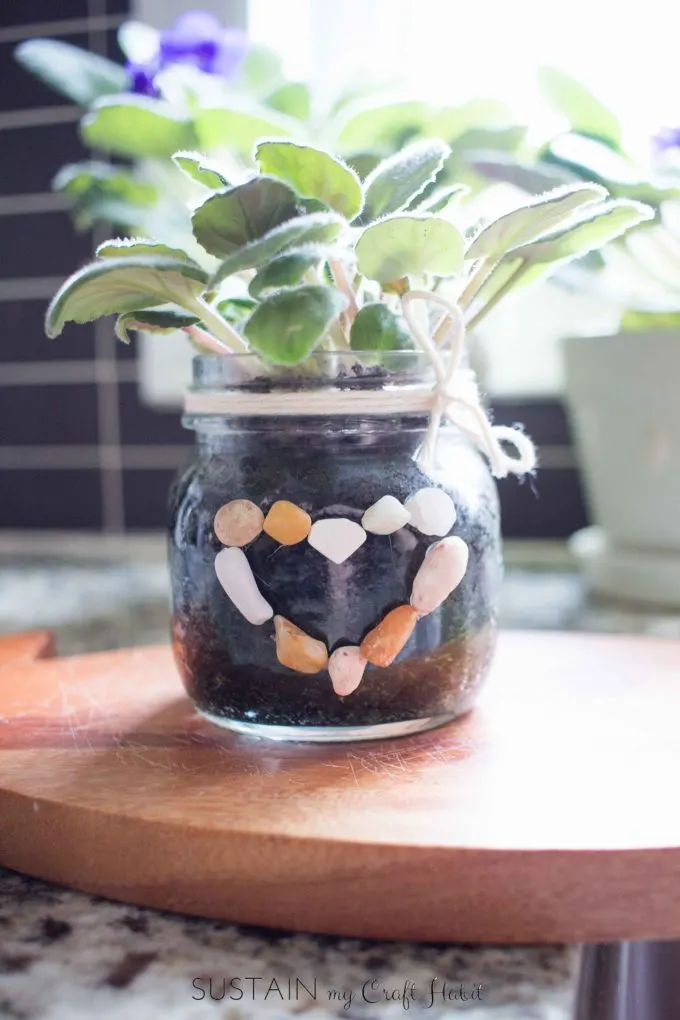 Mason jar crafts | African violet planter