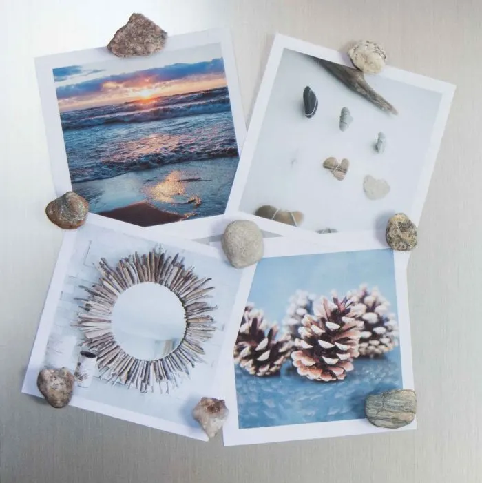 Rocks and fossils collected on the beach are simply transformed into functional, rustic and beautiful magnets for the fridge.