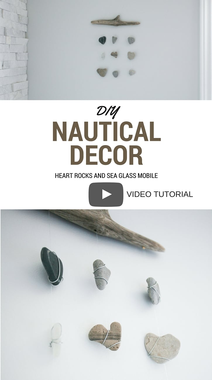 DIY nautical decor. Rustic wall hanging with driftwood, beach stones and seaglass. Video tutorial included!