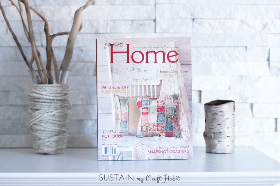 Our birch bark votive holder decor project has been included in the Spring 2016 issue of Somerset Home Magazine and we are giving away a free copy to one of our readers - Sustain My Craft Habit