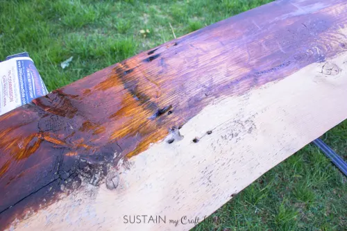 Staining a piece of barn wood with MINWAX polyurethane stain and sealer