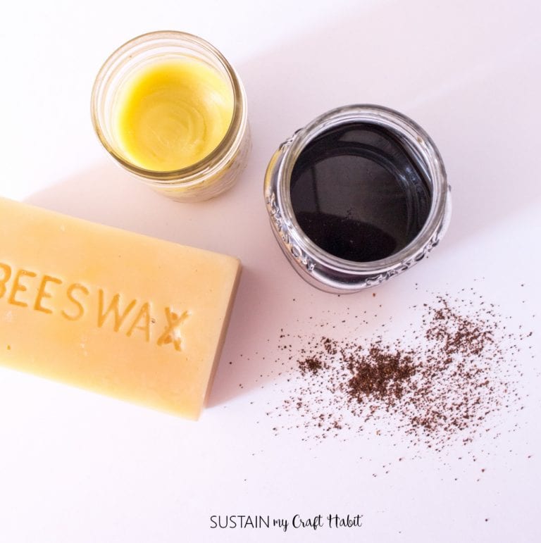 DIY Natural Coffee Wood Stain and Beeswax Furniture Polish