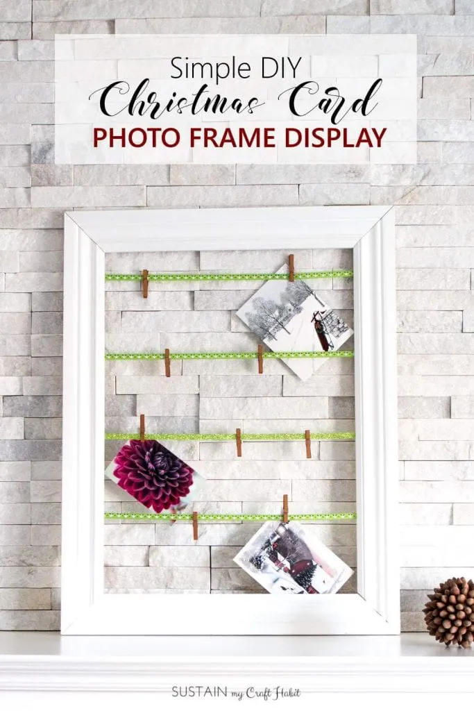 Simple DIY photo display | Easy DIY Christmas card display frame | Scrap wood note card display #photodisplay #upcycled #christmascards