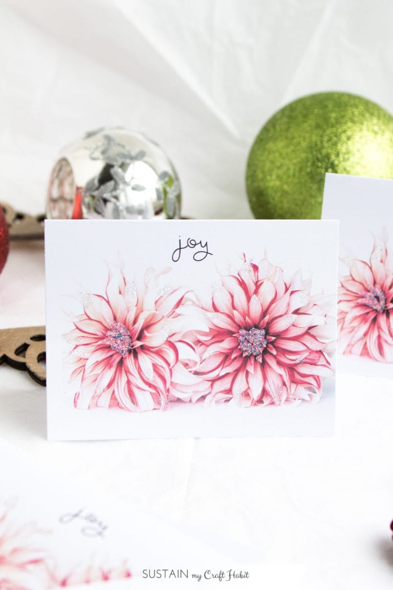 Free Printable DIY Christmas Cards: Floral Joy