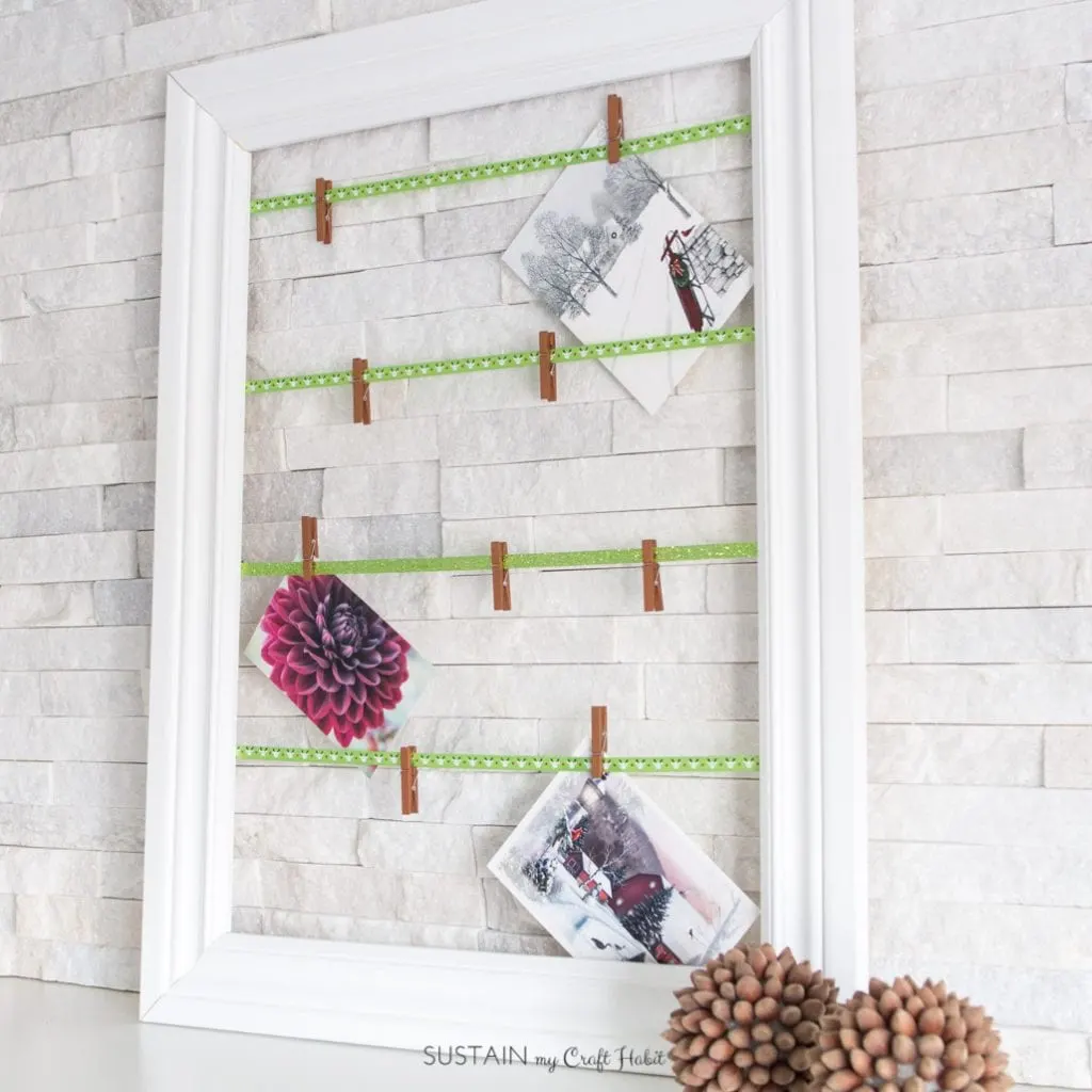 Simple DIY photo display | Easy DIY Christmas card display frame | Scrap wood note card display