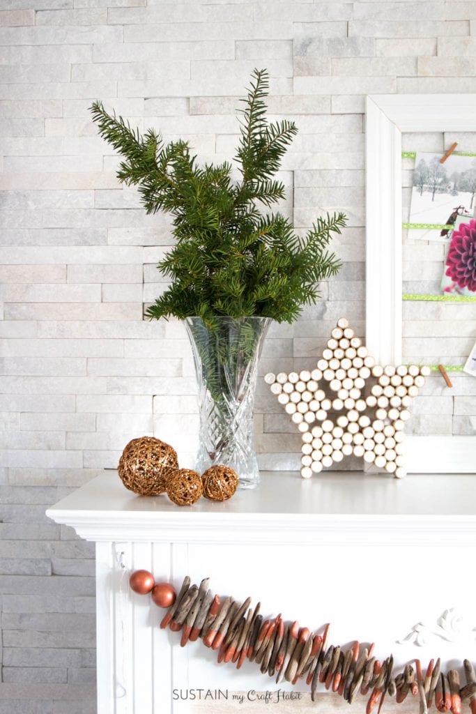 Rustic Christmas Centerpieces With Foraged Greens Rustic Christmas Mantel Create Along Sustain My Craft Habit