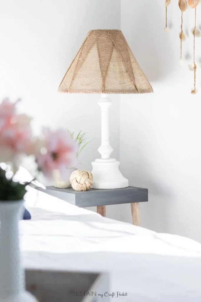 A Diy Brass Lamp Makeover With Burlap Lampshade Sustain My Craft Habit
