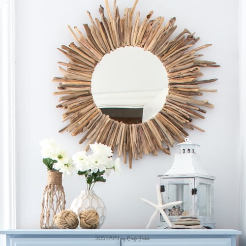 Learn how to make a driftwood mirror | Coastal driftwood mirror tutorial | Coastal cottage decor