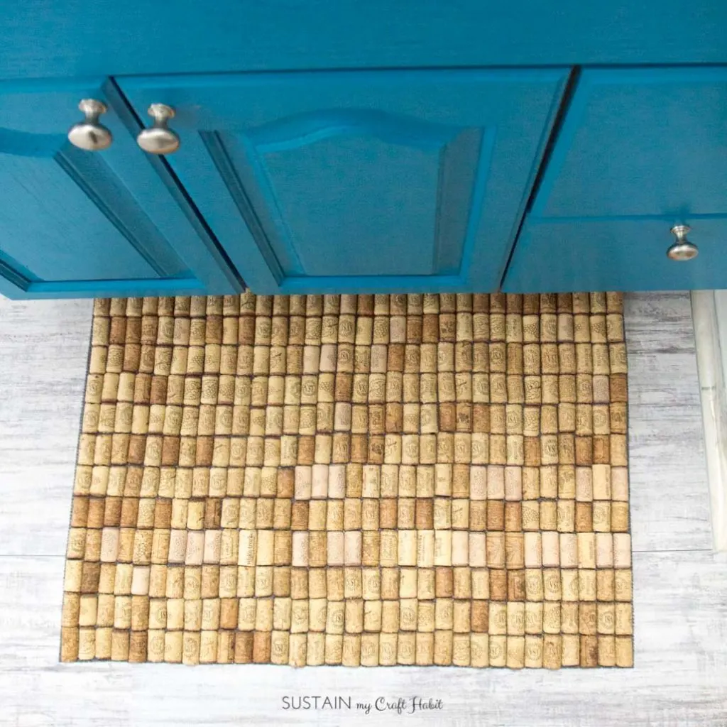 Learn how to make a warm and squishy wine cork bath mat using left-over wine corks.