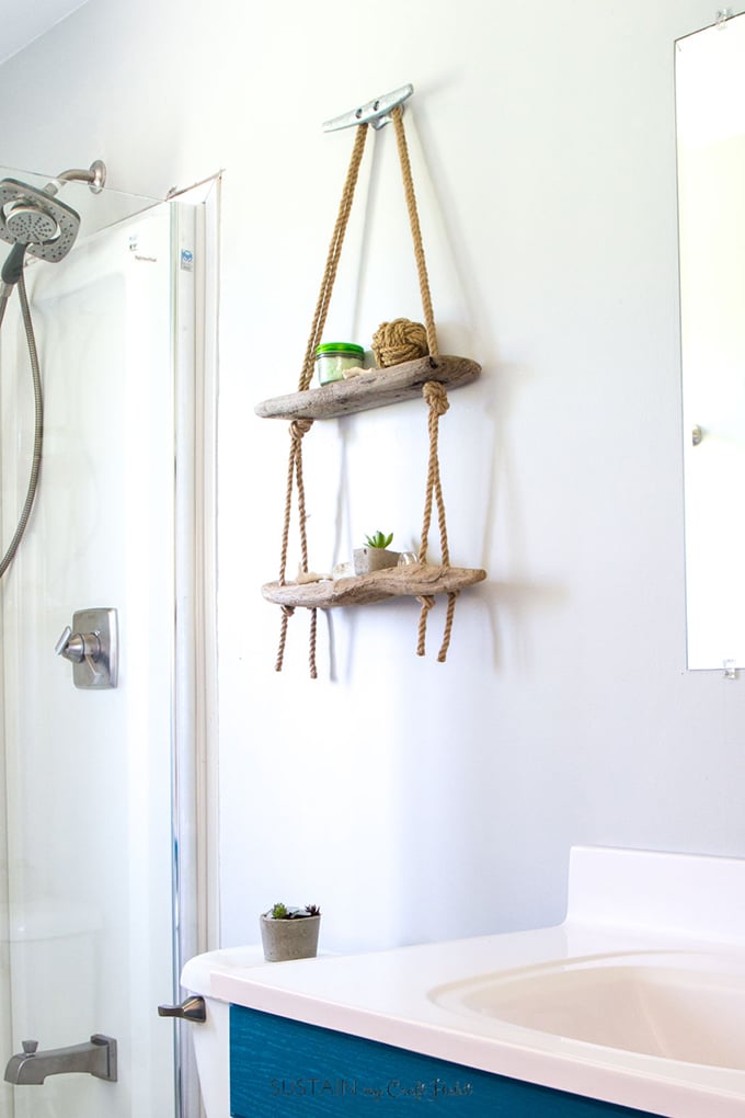 driftwood bathroom shelf