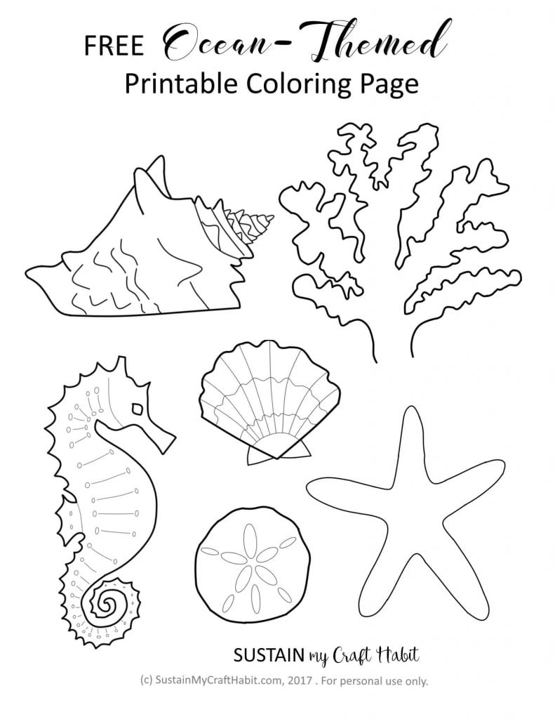 Free Ocean Themed Coloring Page SustainMyCraftHabit Small 791x1024 