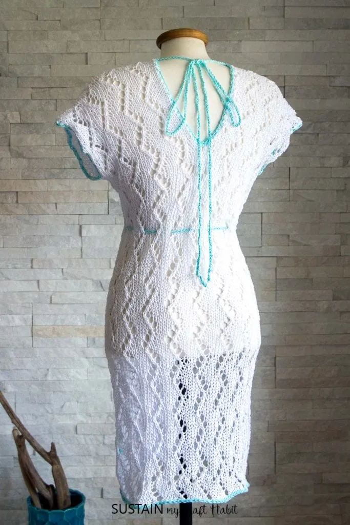 I need this for the summer! Gorgeous knitted swimsuit cover up review. It's a perfect summer knitting project. Pattern by Nocturnal Knits on Etsy.
