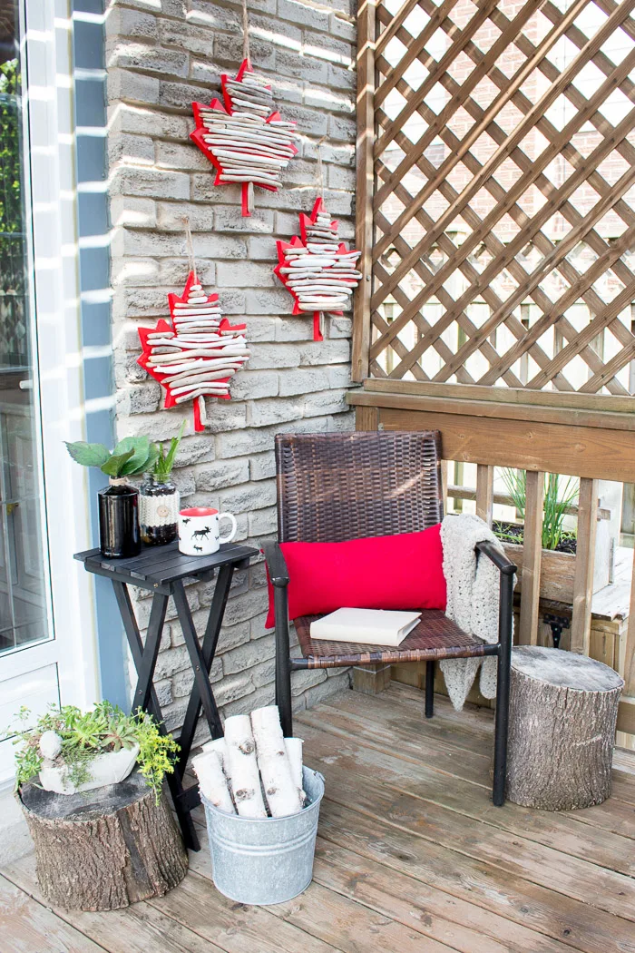 Create your own Canada Day decor by making this DIY maple leaf decor with driftwood.