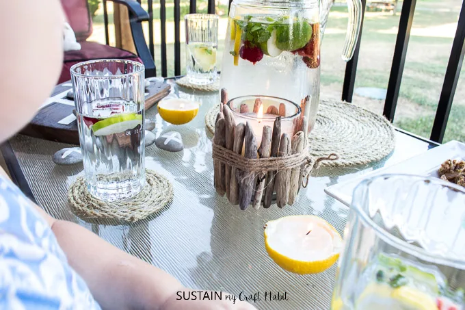 Wrapped rope coasters plus 11 other simple patio decor ideas.