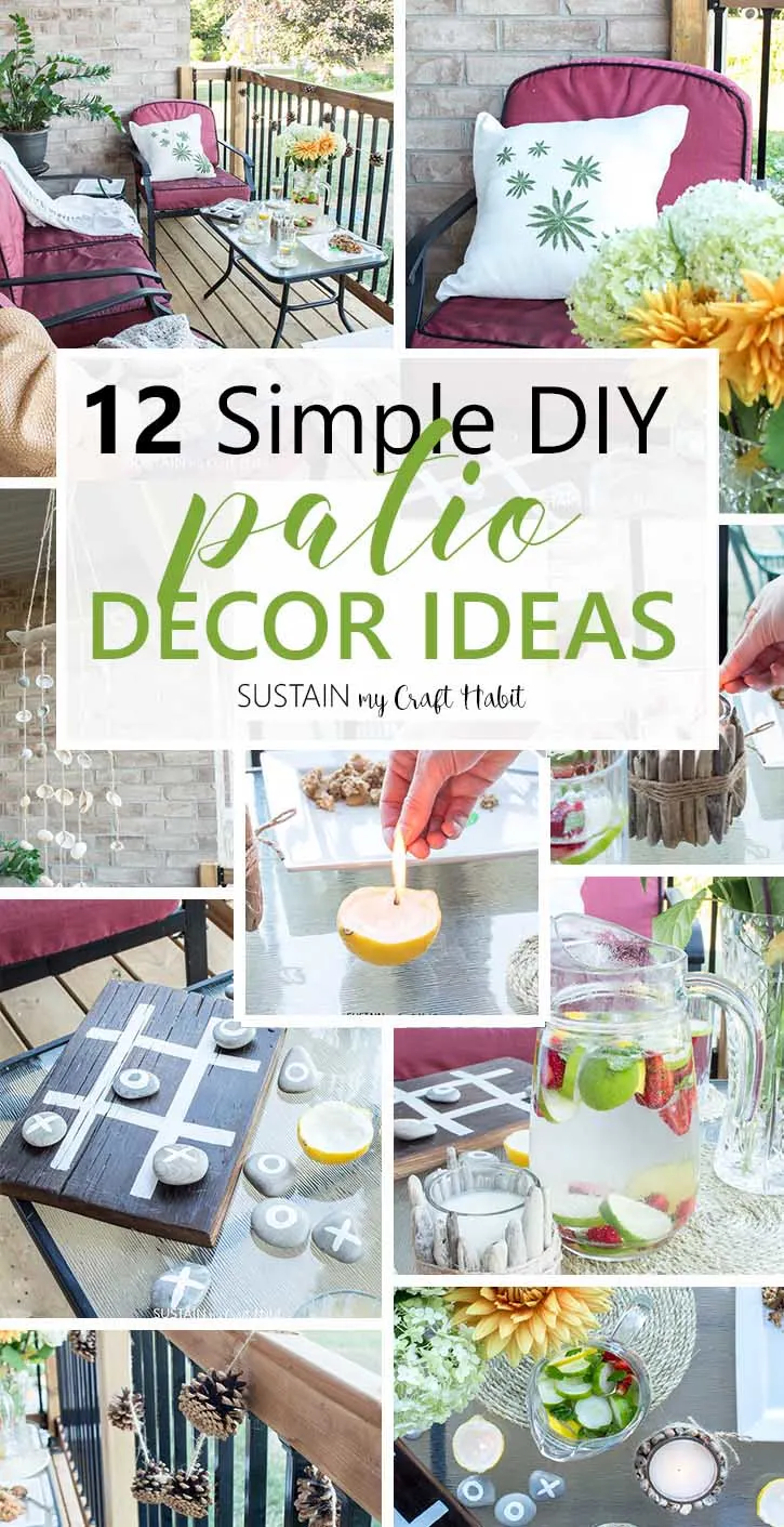 12 Simple DIY patio decorating ideas you can make this summer. Simple craft ideas for your backyard patio.
