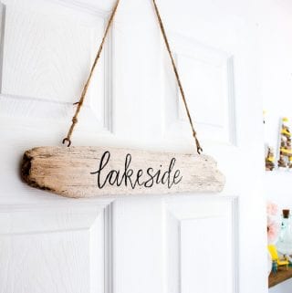 Make these DIY driftwood signs for your home or cottage. With a brush-lettering trick that'll make your lettering look like a pro. Full tutorial included.
