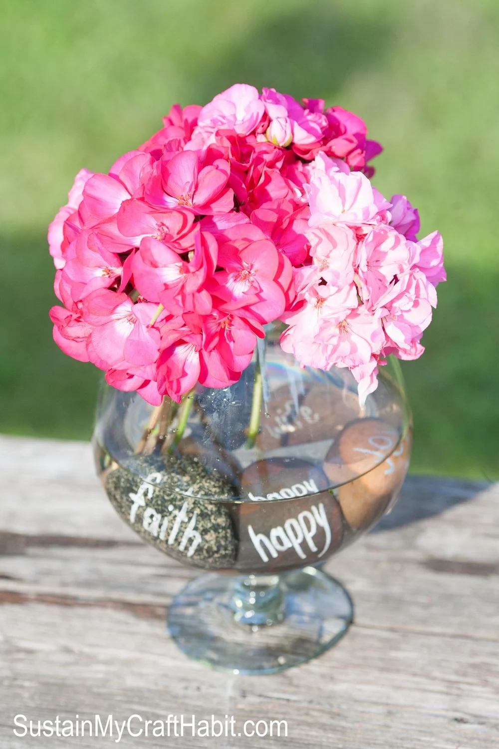 Stunning centerpieces don't have to break the bank. Try this DIY stone inscribed fresh flower centerpiece for your next special event.