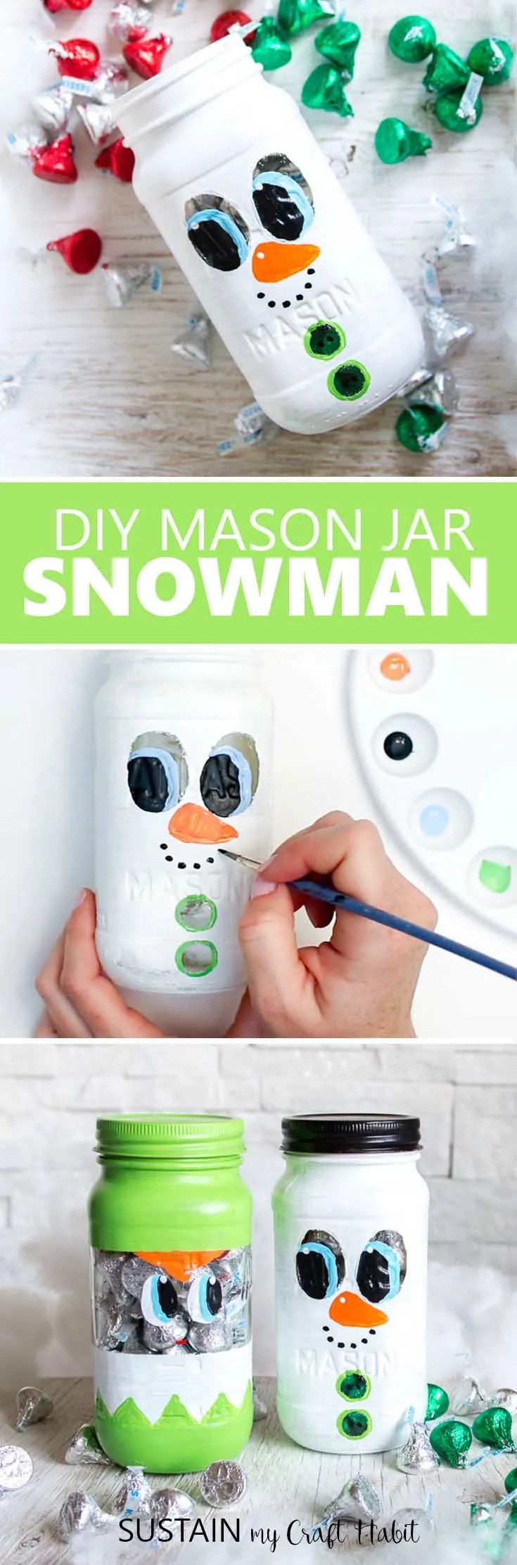 The cutest christmas mason jars gift ideas. Mason Jar Snowman tutorial. Handmade Secret Santa gift idea. DIY Mason Jar Christmas crafts. #masonjar #Christmascraft #DIY #SecretSanta #StockingStuffer