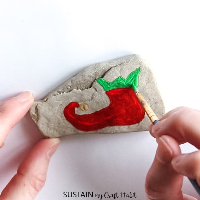 Christmas rock painting