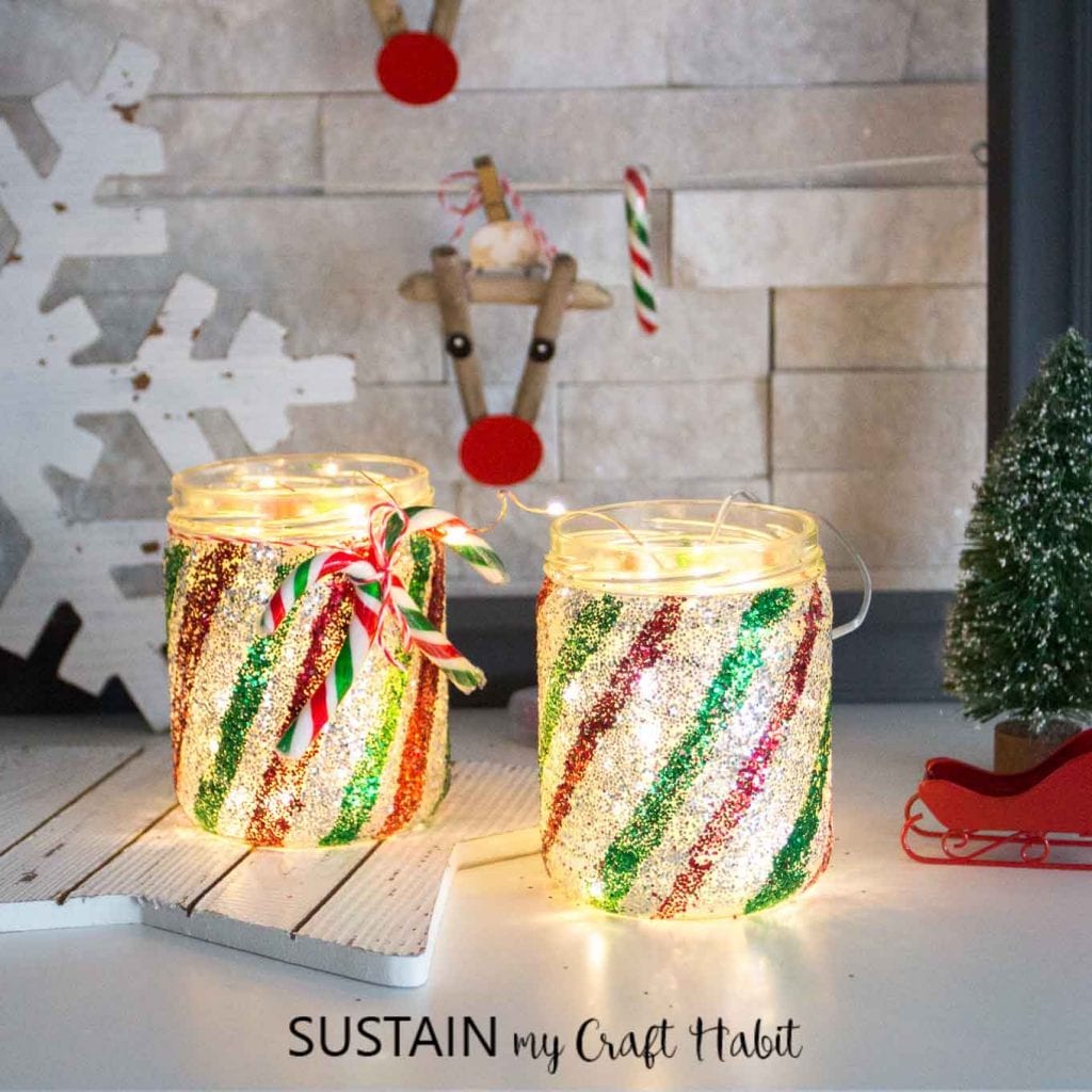 Glitter Mason Jar luminary craft idea