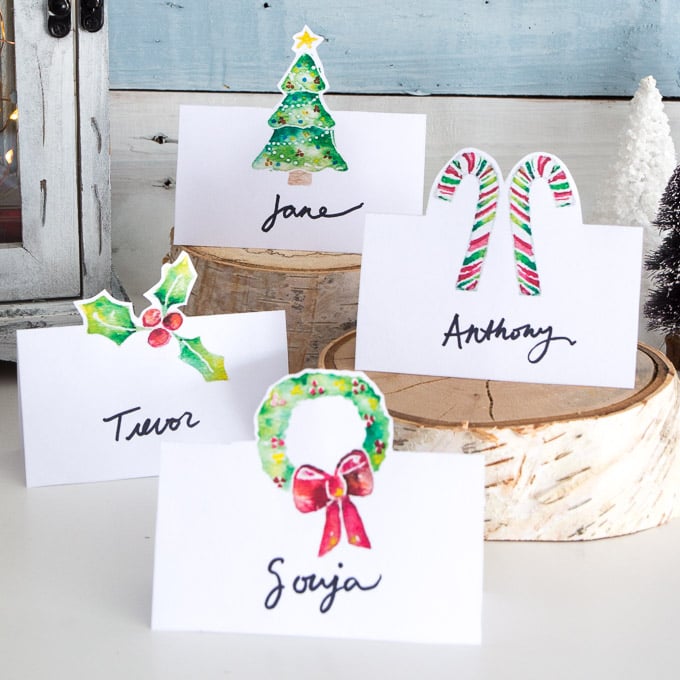 Snowflakes Christmas Plain Name Cards 10 x Winter Wedding Place cards Xmas