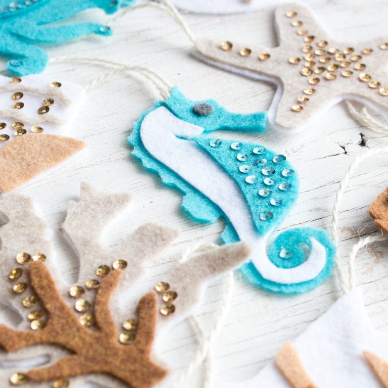 Seahorse no-sew felt ornaments