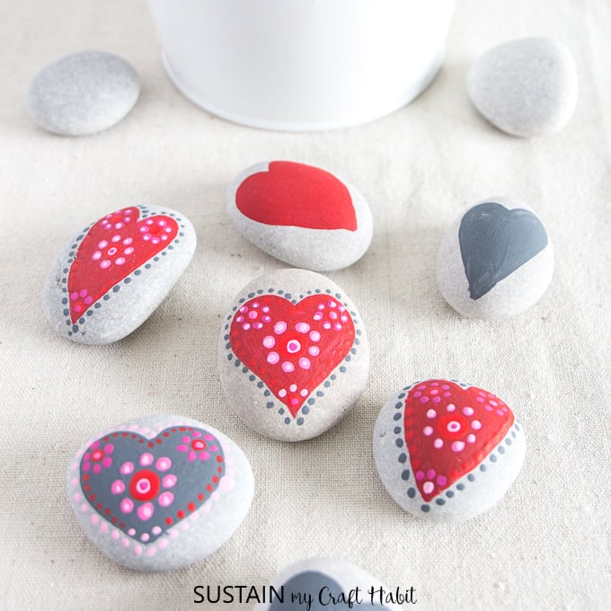 heart painted rocks