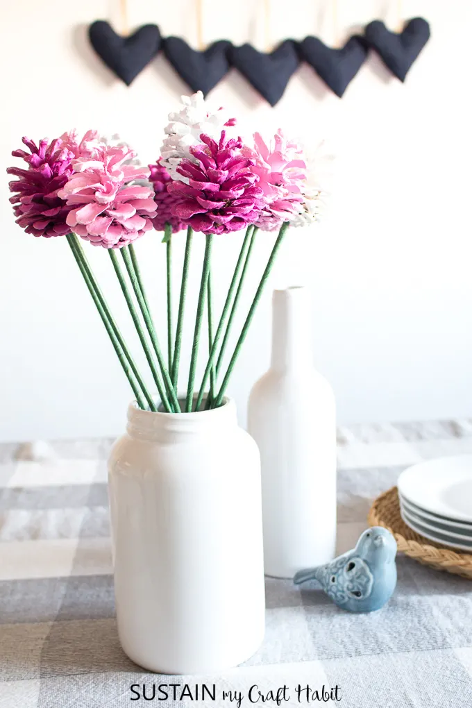 Pretty pink pine cone roses