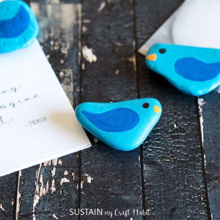 turning easy painted rocks into fridge magnets