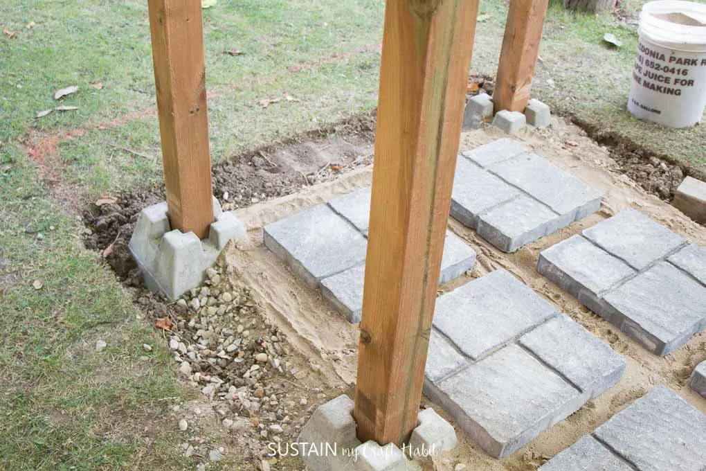 Raising the posts for the outdoor shower