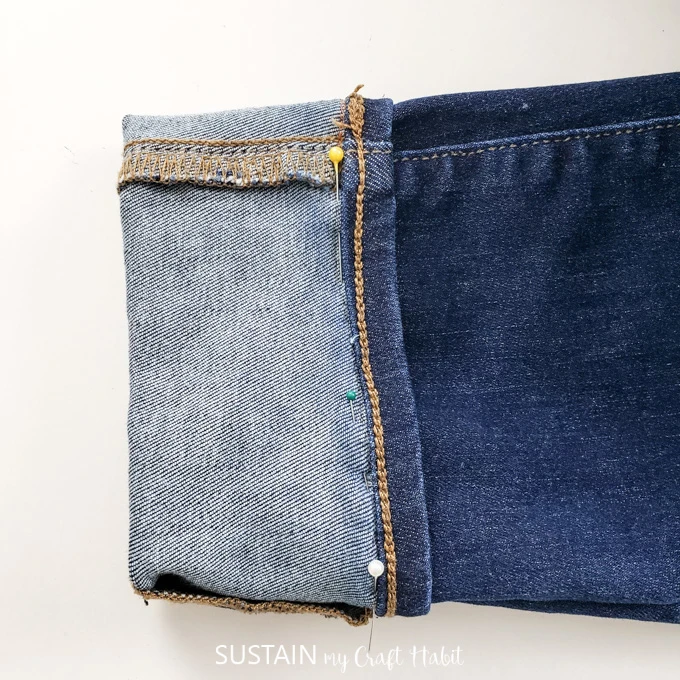 how to hem tapered leg jeans