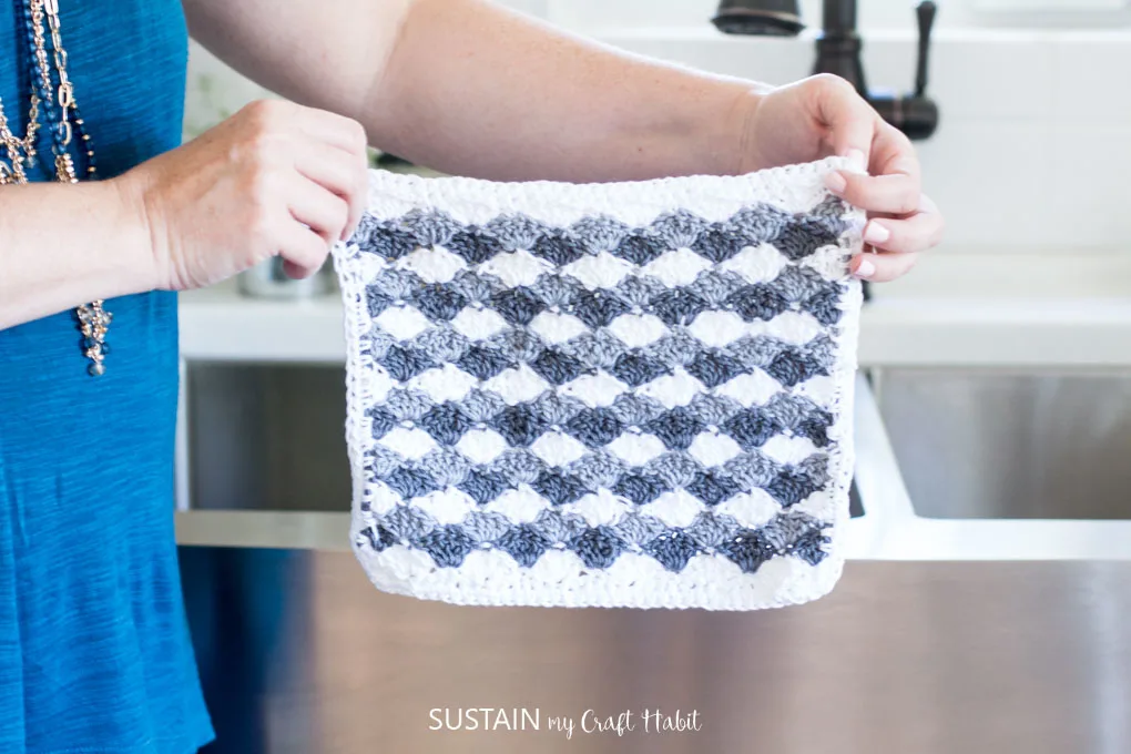 Basic Shell Stitch Washcloth Crochet Pattern for Beginners To