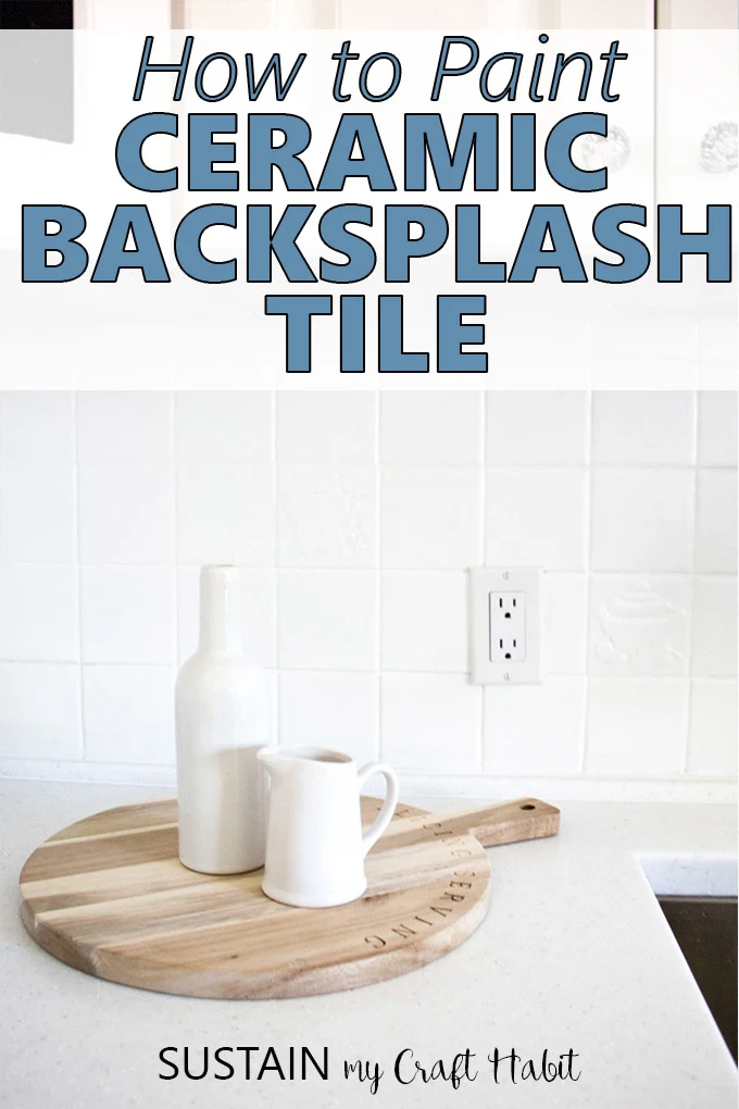 Farmhouse style accessories in an all-white kitchen include white painted tile blacksplash