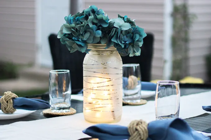 Simple but cute beach themed centerpiece, cylinder vases