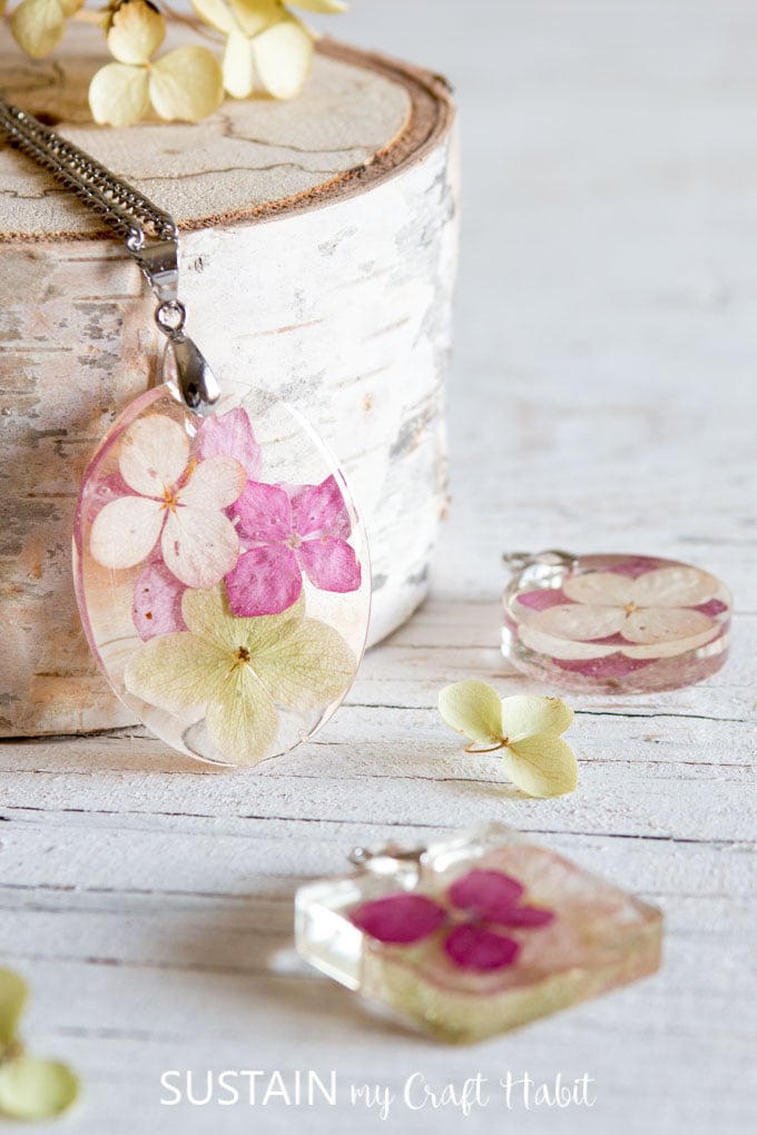 pressed flower resin jewelry