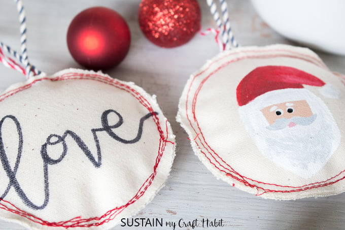 sewing Christmas ornaments