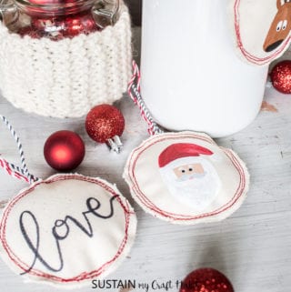sewing Christmas ornaments