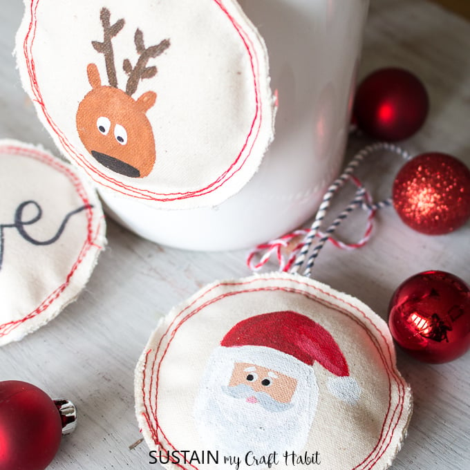 sewing Christmas ornaments