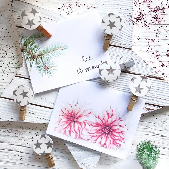 Display your holiday photos and Christmas greeting cards with these pretty and easy decorative clothespins.