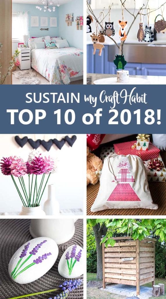 Collage of six of the top projects on Sustain My Craft Habit blog in 2018