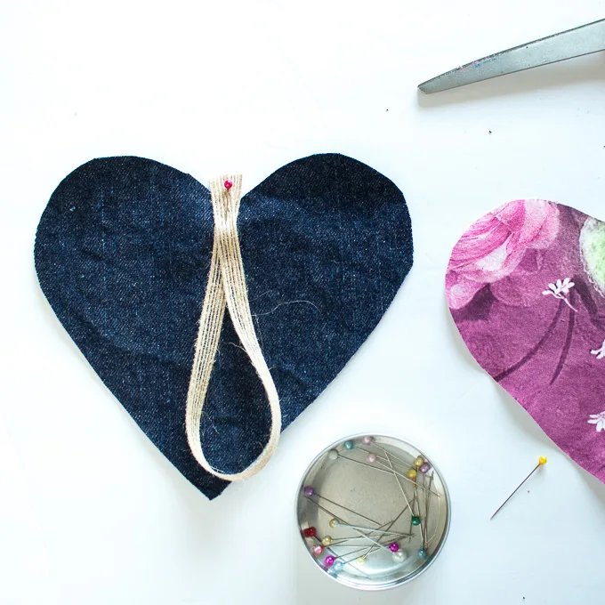 heart garland with fabric scraps