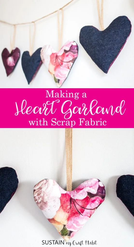 Scrap Fabric Heart Garland
