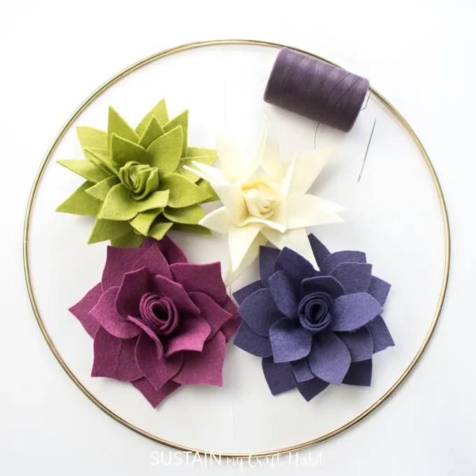thumbnail image 2 of BAZIMA Felt Flowers And Succulents Kit, DIY Felt Cross Wreaths Kit, Arrange Pre-Cut 20 Felt Flowers And Succulents (Crucifixion 2 of 14