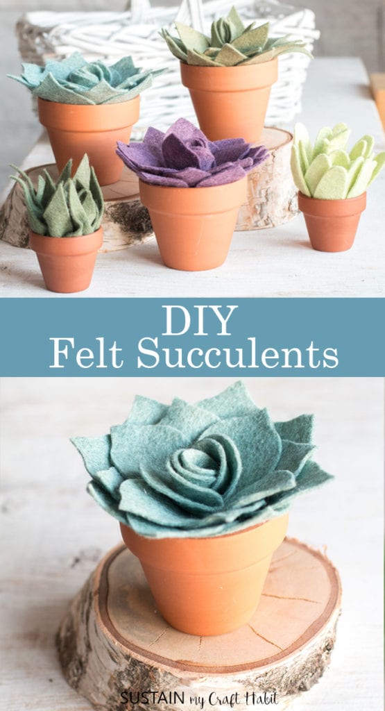 diy potted felt succulents