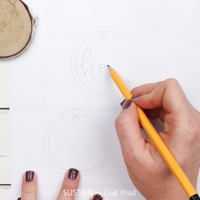 Making Hand Lettered Wood slices as Easter ornaments